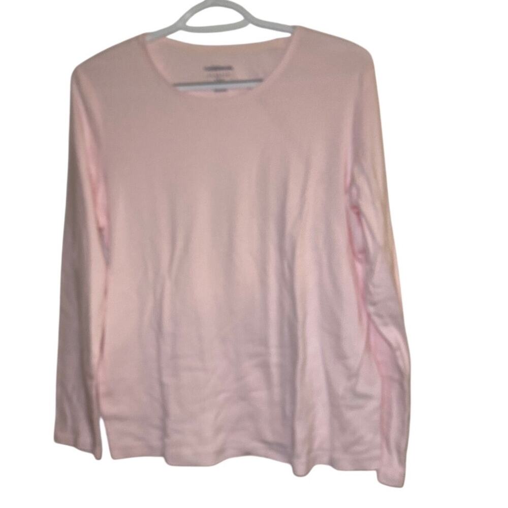 GG151 Croft Barrow Womens Petite Large Pink Classic Tee Short Sleeve Top